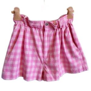 🚩steal authentic Miu Miu Pink and White Plaid Shorts